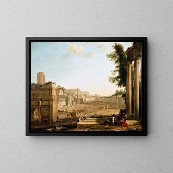 Le Campo Vaccino à Rome - Claude Lorrain — kehystetty taideteos seinällä