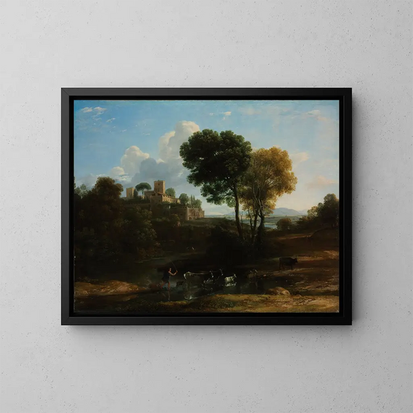 Villa dans la Campagne romaine - Claude Lorrain — kehystetty taideteos seinällä