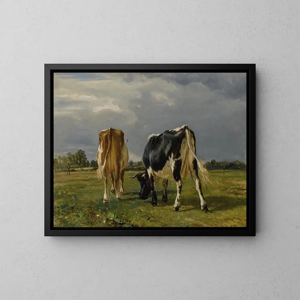 Vaches dans un pré - Constant Troyon — kehystetty taideteos seinällä