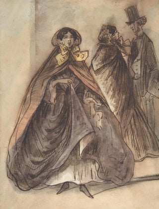 Constantin Guys - Two Women and a Man with a Top Hat and a Monocle.webp