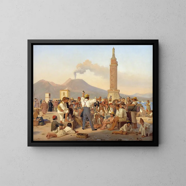 Un récitant de l'Orlando Furioso au Molo de Naples - Constantin Hansen — kehystetty taideteos seinällä