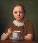 Portrait d'une petite fille Elise Købke avec une tasse devant elle - Constantin Hansen — näkymä teoksesta