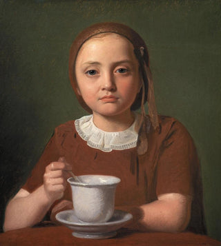 Constantin Hansen - Portrait of a Little Girl Elise Kbke with a Cup in front of her.webp