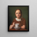 Portrait d'une petite fille Elise Købke avec une tasse devant elle - Constantin Hansen — kehystetty taideteos seinällä