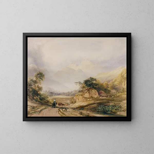 Les Pikes de Langdale - Copley Fielding — kehystetty taideteos seinällä