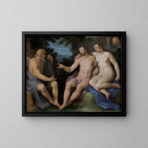 Allegoria elämäkeston lyhyydestä - Cornelis Cornelisz van Haarlem — kehystetty taideteos seinällä