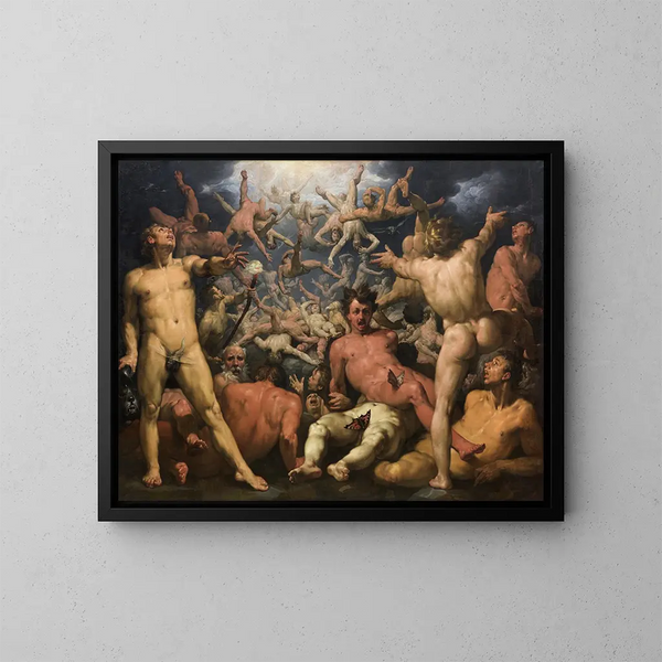 La Chute des Titans - Cornelis Cornelisz van Haarlem — kehystetty taideteos seinällä