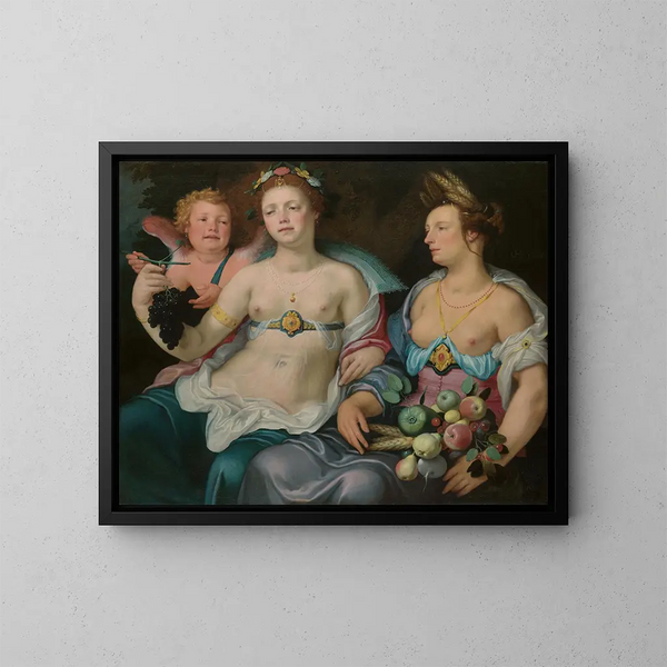 Venus, Cupidon ja Ceres - Cornelis Cornelisz van Haarlem — kehystetty taideteos seinällä