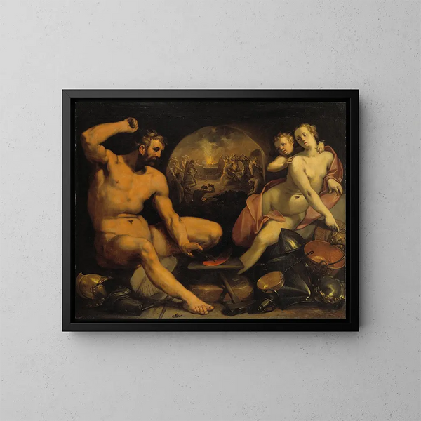 Venus ja Vulkaanus - Cornelis Cornelisz van Haarlem — kehystetty taideteos seinällä