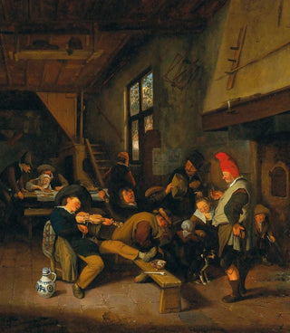 Cornelis Dusart - A Tavern Interior With Drinking Peasants.webp