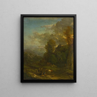 Cornelis Huysmans - Evening Landscape With Travellers.webp