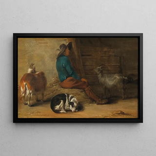 Cornelis Saftleven - A peasant resting with a dog and goats nearby.webp