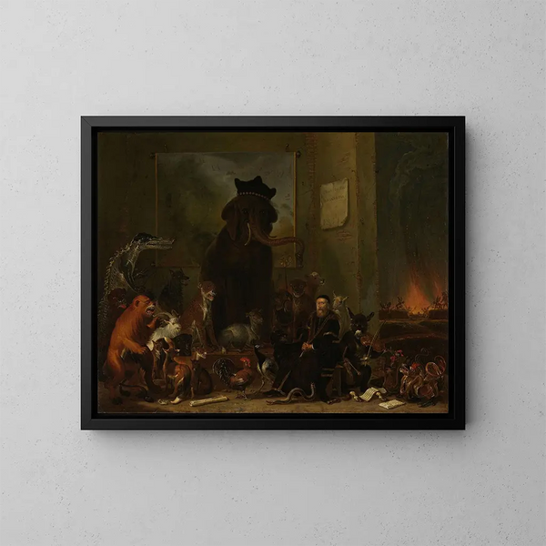 Satire sur le procès de Johan van Oldenbarneveldt - Cornelis Saftleven — kehystetty taideteos seinällä