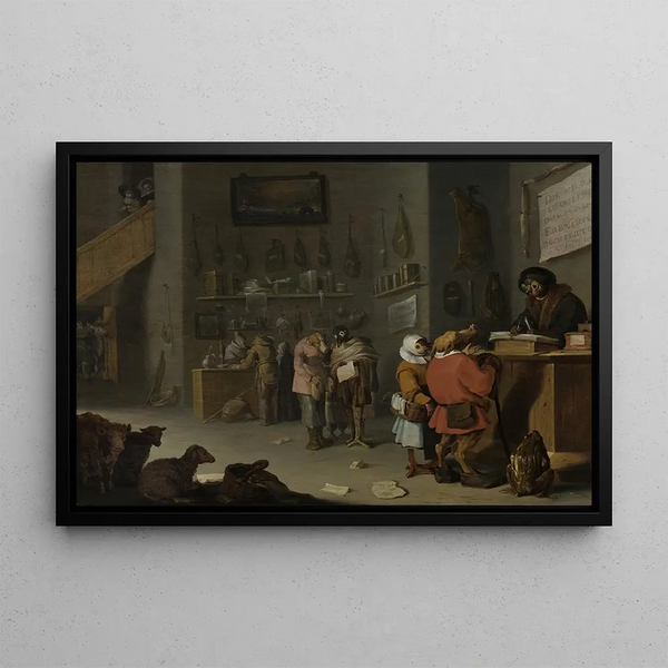 Maalaus, joka ajaa lehmää - Cornelis Saftleven — kehystetty taideteos seinällä