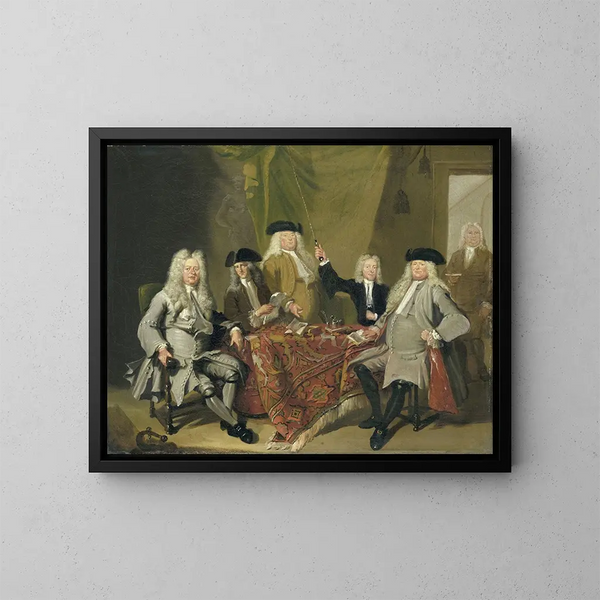 Inspektorit Collegium Medicum Amsterdamissa 1724 - Cornelis Troost — kehystetty taideteos seinällä