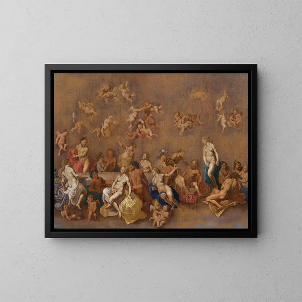 Juhlien jumalten - Cornelis van Poelenburch — kehystetty taideteos seinällä