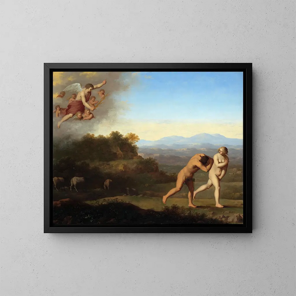 L'Expulsion du paradis - Cornelis van Poelenburch — kehystetty taideteos seinällä