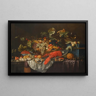 Cornelis de Bryer - A Still Life Of Assorted Fruits In A Basket A Roemer And Apples Atop A Blue Jewellery Casket.webp