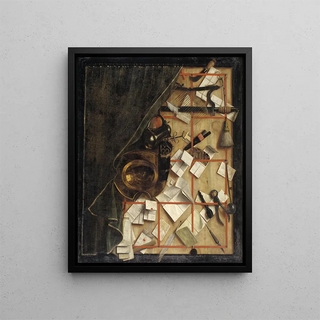 Cornelius Norbertus Gijsbrechts - Trompe Loeil Letter Rack With A BarberSurgeons Instruments.webp
