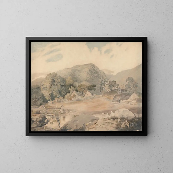 Vue près de TalyLlyn - Cornelius Varley — kehystetty taideteos seinällä
