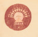 Croquis divers pour des plateaux de table incrustés avec un motif circulaire rouge et orange - Winold Reiss — näkymä teoksesta