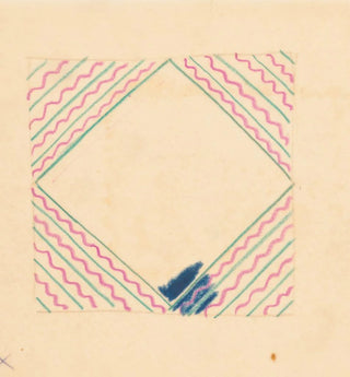Croquis divers pour dessus de table en marqueterie avec motif en zigzag - Winold Reiss