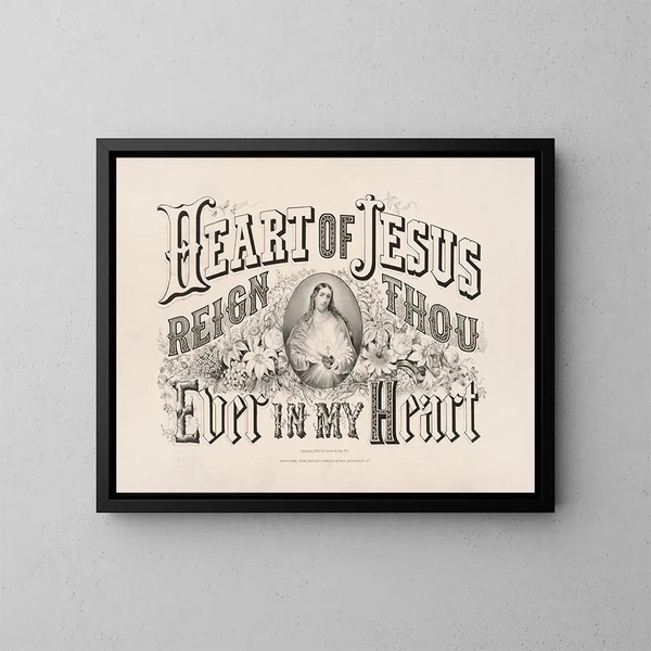 Sydän Jeesus, hallitsee yhä sydämessäni - Currier & Ives — kehystetty taideteos seinällä