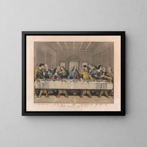 Viimeinen ehtoollinen - Currier & Ives — kehystetty taideteos seinällä