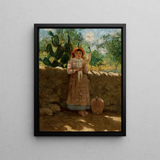 Curt Agthe - Vincenziana girl with a distaff against a wall.webp