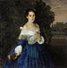 Dame en bleu - Portrait of YeM Martynova - Konstantin Andreevich Somov — näkymä teoksesta