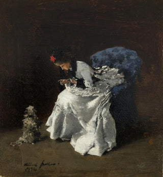 Dame en fine garde-robe avec un chien - Albert von Keller