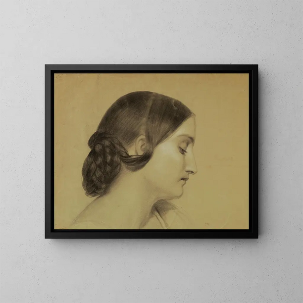 Profil d'une femme avec un chignon tressé - Daniel Huntington — kehystetty taideteos seinällä
