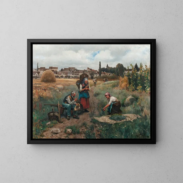Un moment de repos - Daniel Ridgway Knight — kehystetty taideteos seinällä