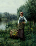 Tytär joen rannalla Flanderiassa - Daniel Ridgway Knight — näkymä teoksesta