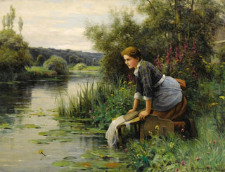 Daniel Ridgway Knight - Laundress by the Waters Edge.webp