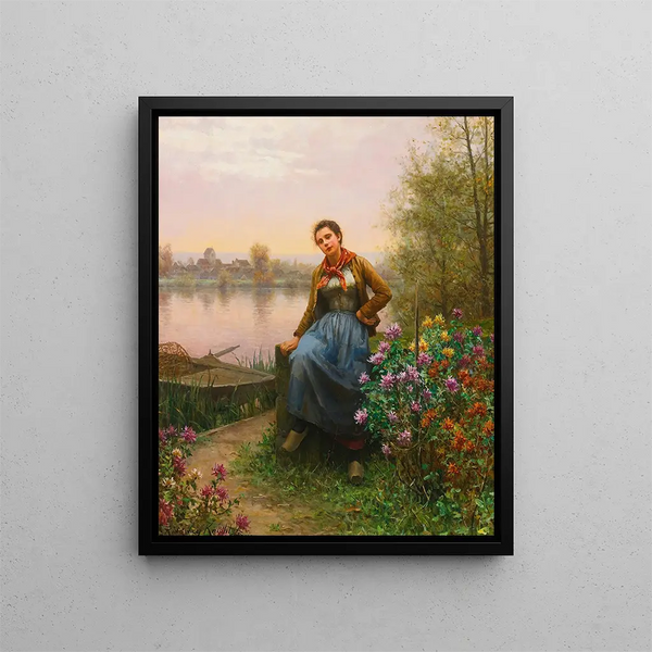 Joen rannalla - Daniel Ridgway Knight — kehystetty taideteos seinällä