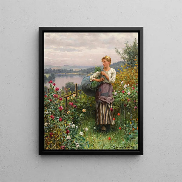 La roseraie - Daniel Ridgway Knight — kehystetty taideteos seinällä