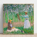 Givernyn metsissä: Blanche Hoschede hänen maalaustelineellään Suzanne Hoscheden lukiessa - Claude Monet