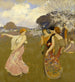 Kevät tanssin maalaus - Arthur F Mathews — näkymä teoksesta