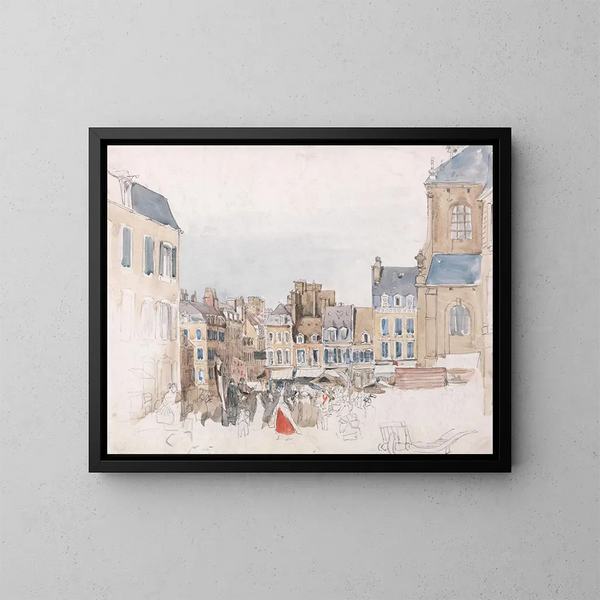Un marché français - David Cox — kehystetty taideteos seinällä