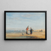 Calais'n ranta maalaus, jossa kalastajia ja koira - David Cox — kehystetty taideteos seinällä