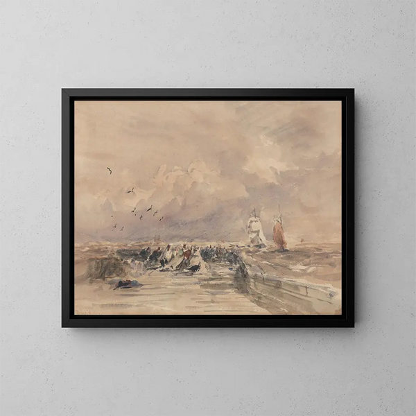 Le port de Dieppe, vent frais - David Cox — kehystetty taideteos seinällä