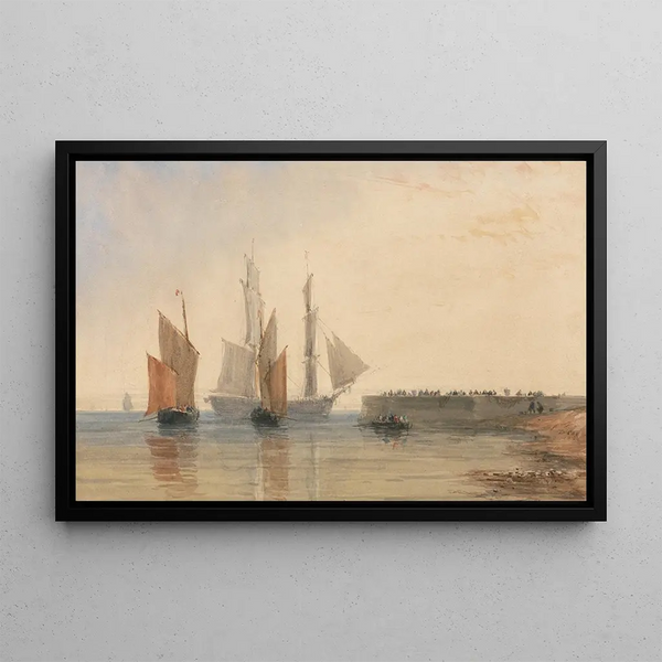 Calaisin sataman sisäänkäynti - David Cox — kehystetty taideteos seinällä