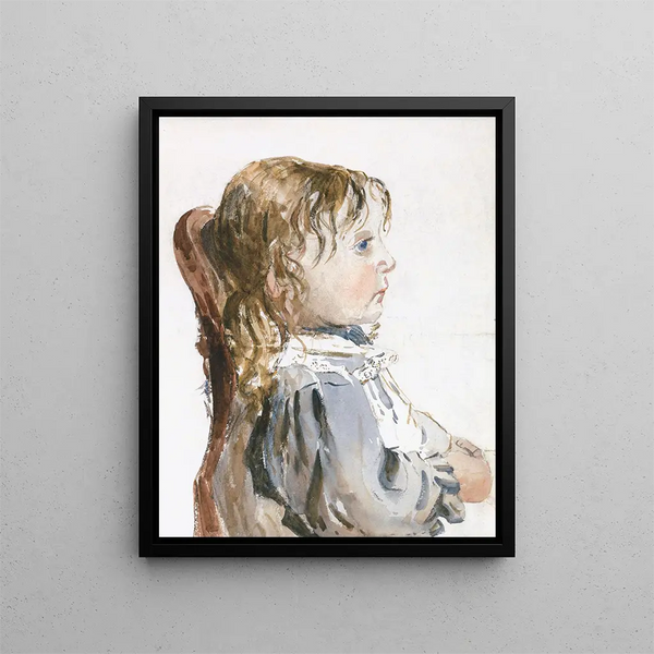 Fille en tablier - David Cox — kehystetty taideteos seinällä