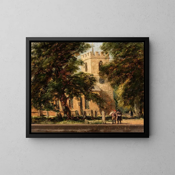 Harborne kirkosta lähellä Birminghamia - David Cox — kehystetty taideteos seinällä
