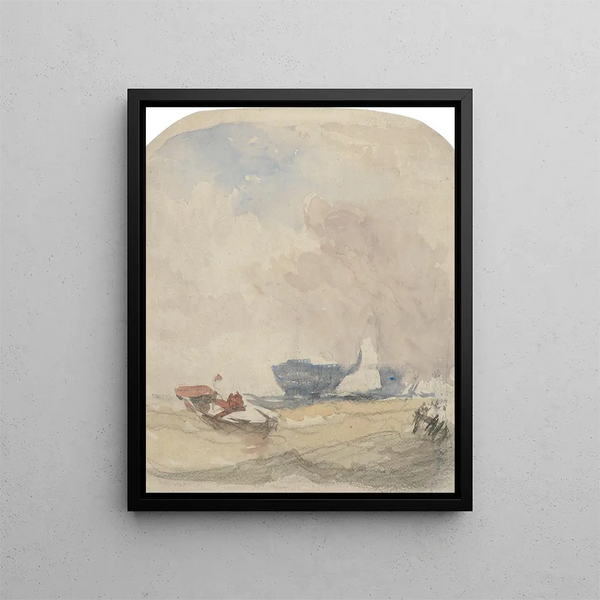 Meritutkimus purjealuksen ja melontalautan kanssa Hulk - David Cox — kehystetty taideteos seinällä
