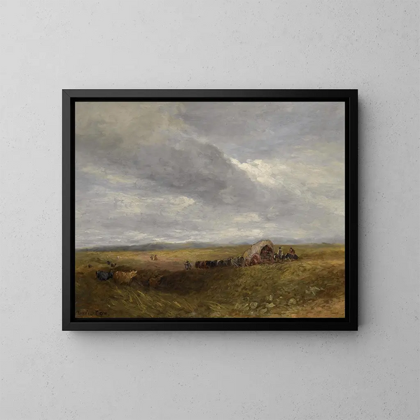 Matkailijat maisemassa - David Cox — kehystetty taideteos seinällä