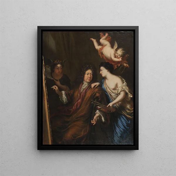 Autoportrait aux allégories - David Klöcker Ehrenstrahl — kehystetty taideteos seinällä