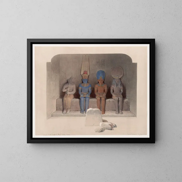 Abou Simbelin temppeliin Nubian pyhäkköön - David Roberts — kehystetty taideteos seinällä