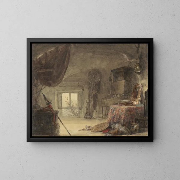 Atelier aménagé dans un grenier - David Roberts — kehystetty taideteos seinällä